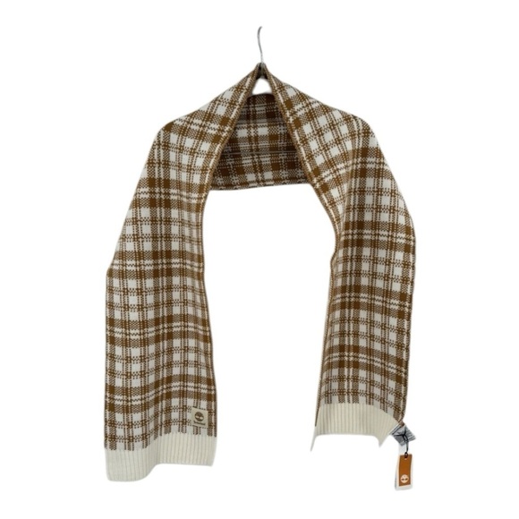 Timberland Buffalo Plaid Wide Scarf in Cream and White NEW T101808 60L x 10W - Picture 9 of 12